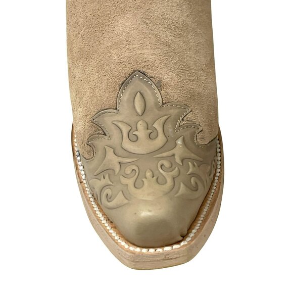 Corral Womens Tan Suede Embroidered Western Cowboy Boots  Size 8.5 - Picture 5 of 11
